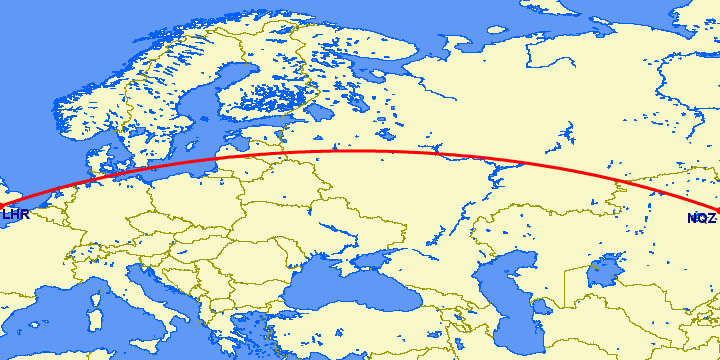 перелет Нур-Султан — Лондон на карте