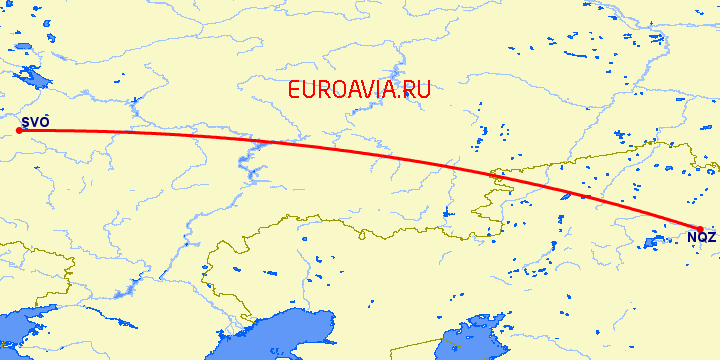 перелет Астана — Москва на карте
