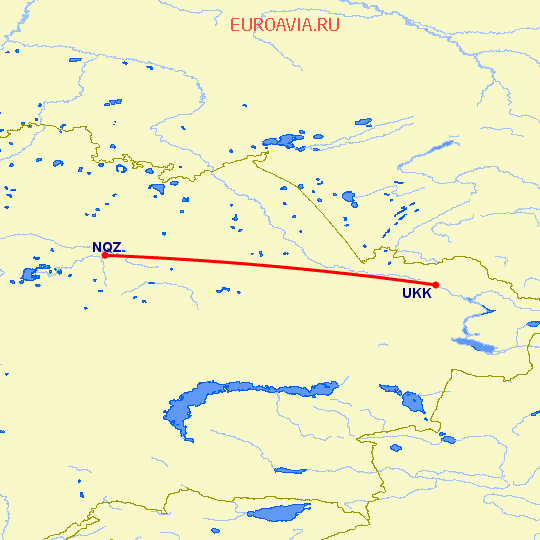 перелет Нур-Султан — Усть Каменогорск на карте