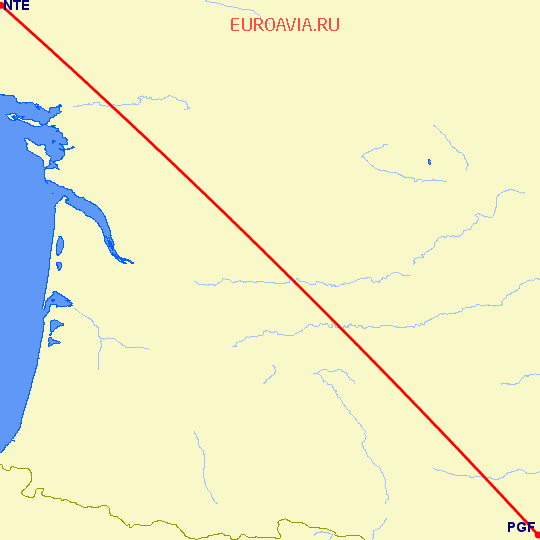 перелет Нант — Перпиньян на карте