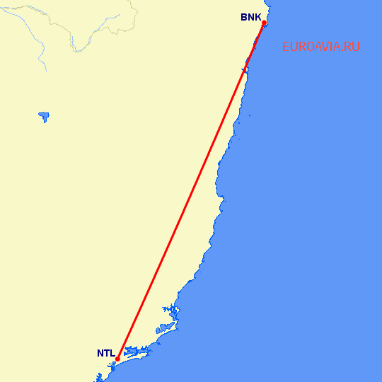 перелет Ньюкасл — Баллина на карте