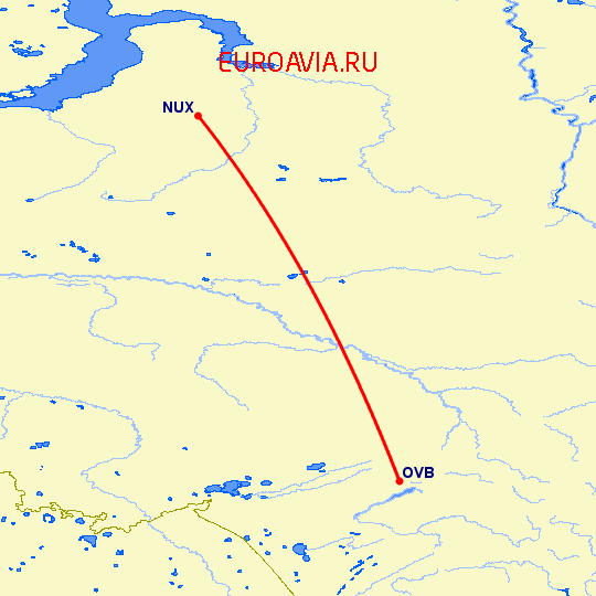 перелет Новый Уренгой — Новосибирск на карте