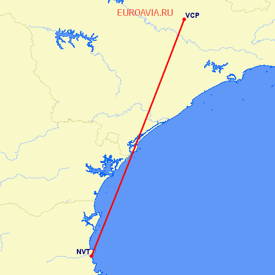 перелет Навегантес — Сан Паулу на карте