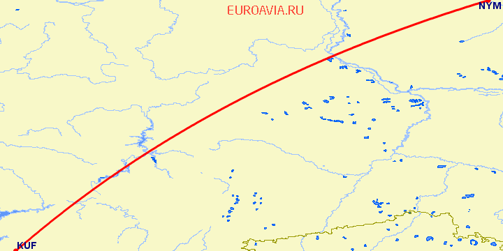 перелет Надым — Самара на карте