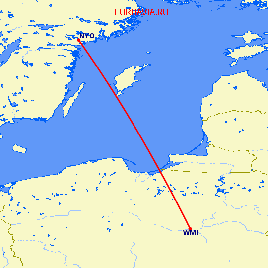 перелет Стокгольм — Варшава на карте