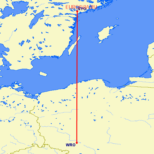 перелет Стокгольм — Вроцлав на карте