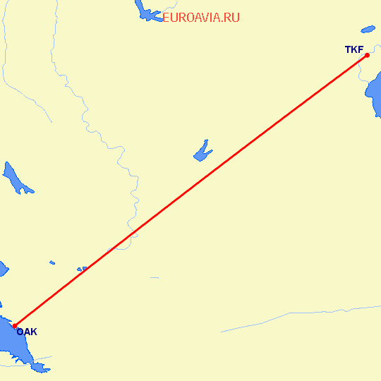 перелет Окленд — Truckee, CA на карте