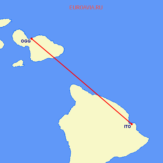 перелет Мауи — Хило на карте