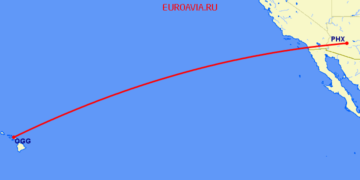 перелет Мауи — Феникс на карте