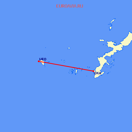 перелет Окинава — Kumejima на карте