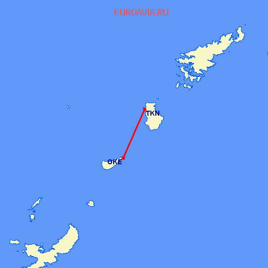 перелет Окино Эрабу — Tokunoshima на карте