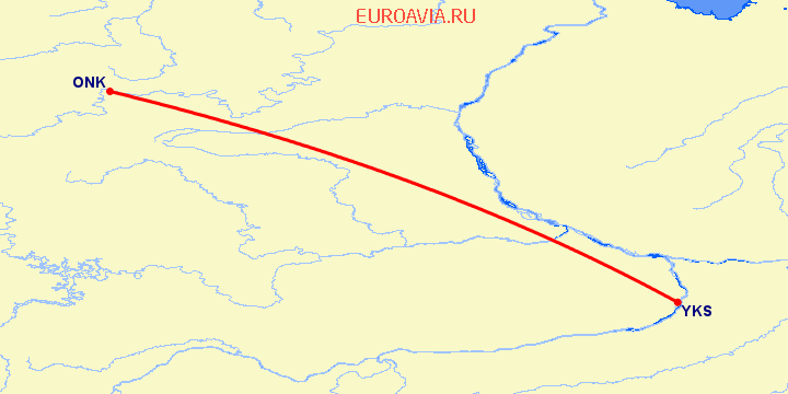перелет Оленёк — Якутск на карте