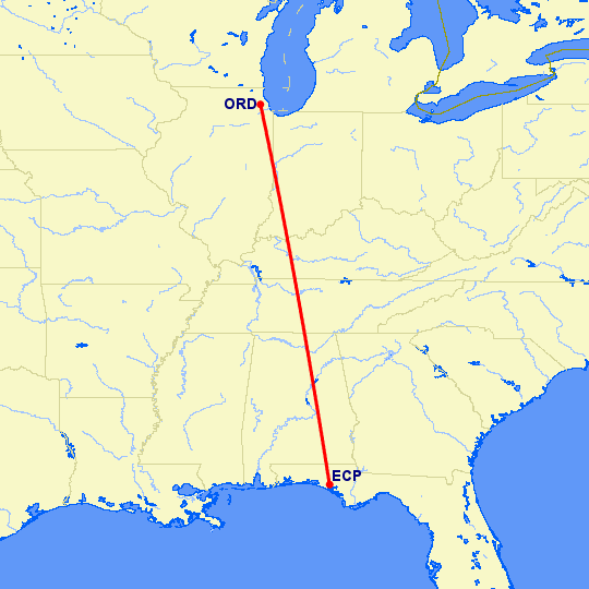 перелет Чикаго — Панама Сити на карте