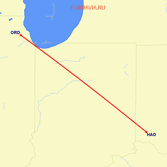 перелет Чикаго — Гамильтон на карте