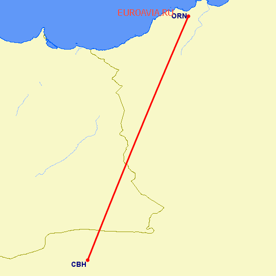 перелет Оран — Bechar на карте