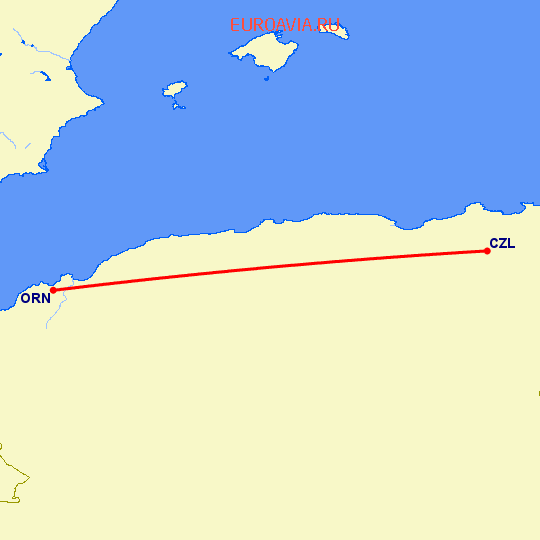 перелет Оран — Constantine на карте