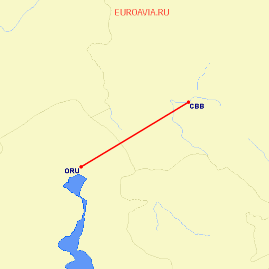 перелет Оруро — Качабамба на карте