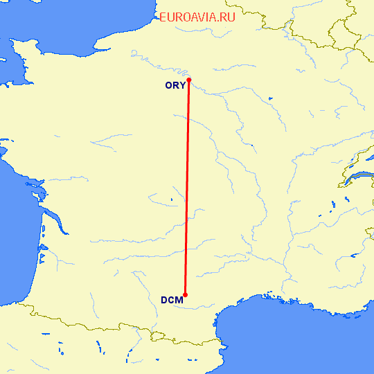 перелет Париж — Кастре на карте