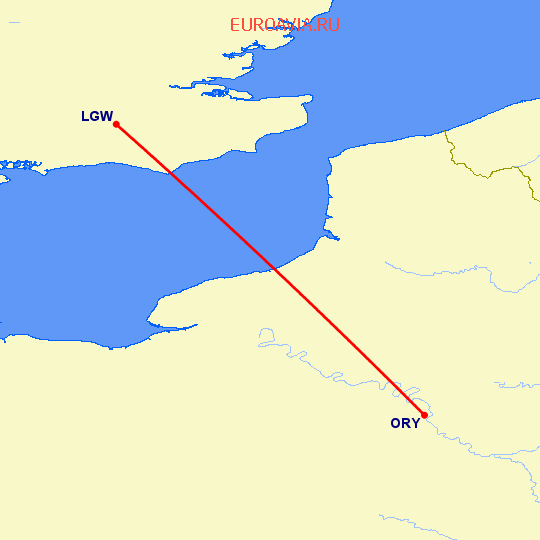 перелет Париж — Лондон на карте