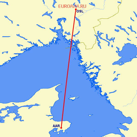 перелет Осло — Орхус на карте