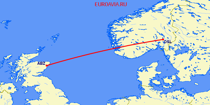 перелет Осло — Абердин на карте