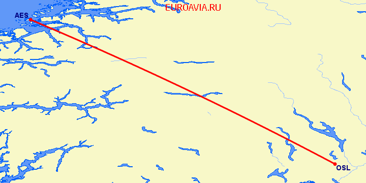 перелет Осло — Олесунн  на карте