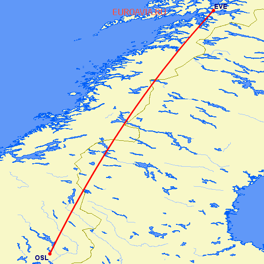 перелет Осло — Харстад Нарвик на карте