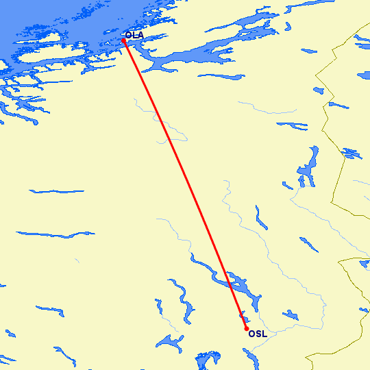 перелет Осло — Орланд на карте
