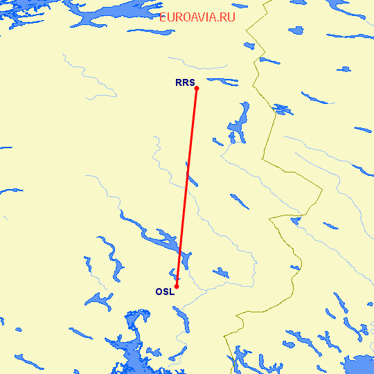 перелет Осло — Ророс на карте