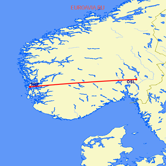 перелет Осло — Сторд на карте