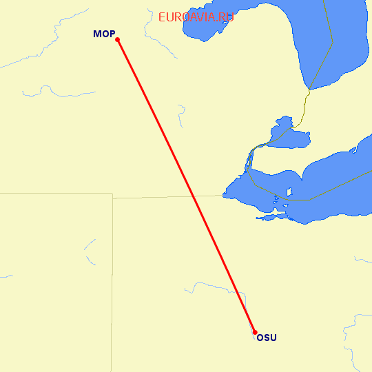 перелет Колумбус Огайо — Маунт-Плезант на карте