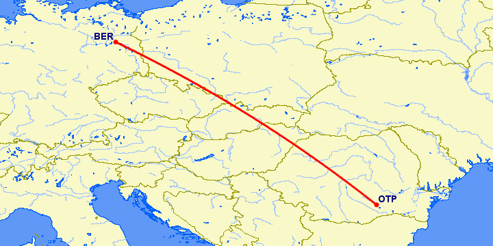 перелет Бухарест — Берлин на карте