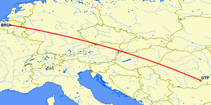 перелет Бухарест — Брюссель на карте