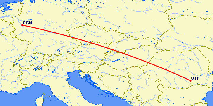 перелет Бухарест — Кельн на карте