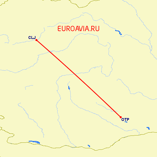 перелет Бухарест — Клуж Напока на карте