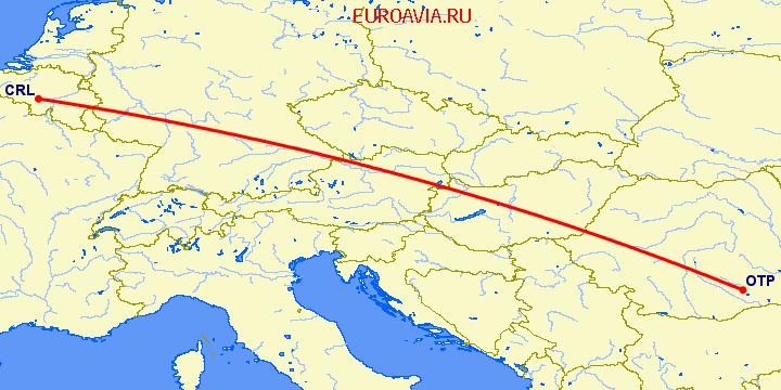 перелет Бухарест — Шарлеруа на карте