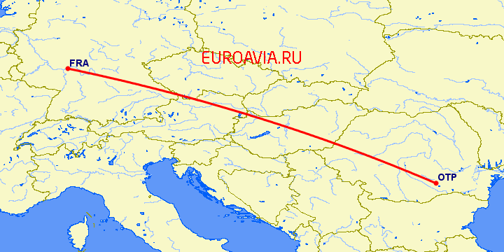 перелет Бухарест — Франкфурт на Майне на карте