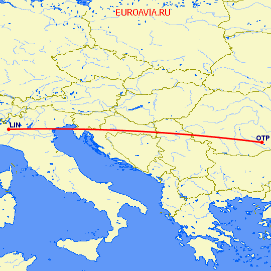 перелет Бухарест — Милан на карте
