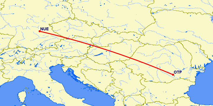 перелет Бухарест — Нюремберг на карте