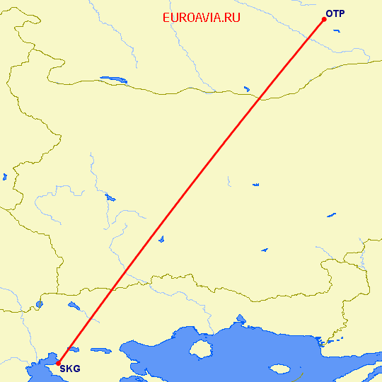 перелет Бухарест — Салоники на карте