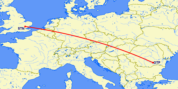 перелет Бухарест — Лондон на карте