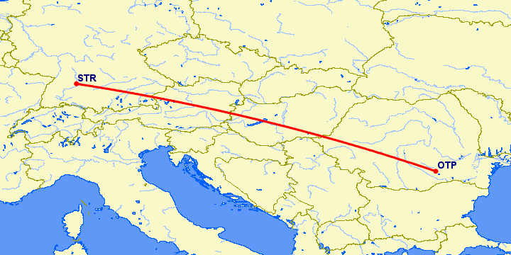 перелет Бухарест — Штуттгард на карте