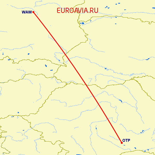 перелет Бухарест — Варшава на карте