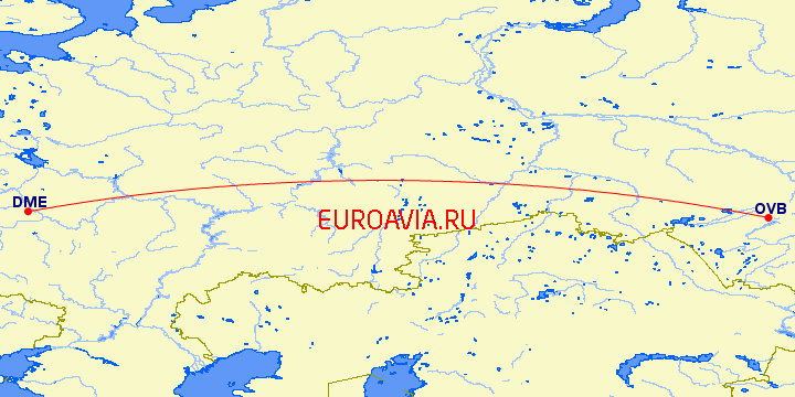 перелет Новосибирск — Москва на карте