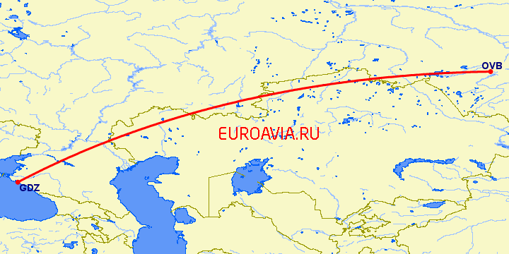 перелет Новосибирск — Геленджик на карте