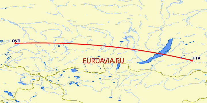 перелет Новосибирск — Чита на карте