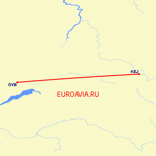 перелет Новосибирск — Кемерово на карте