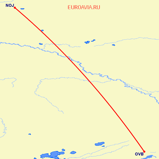 перелет Новосибирск — Ноябрьск на карте