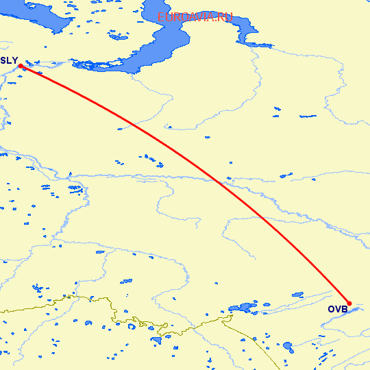 перелет Новосибирск — Салехард на карте