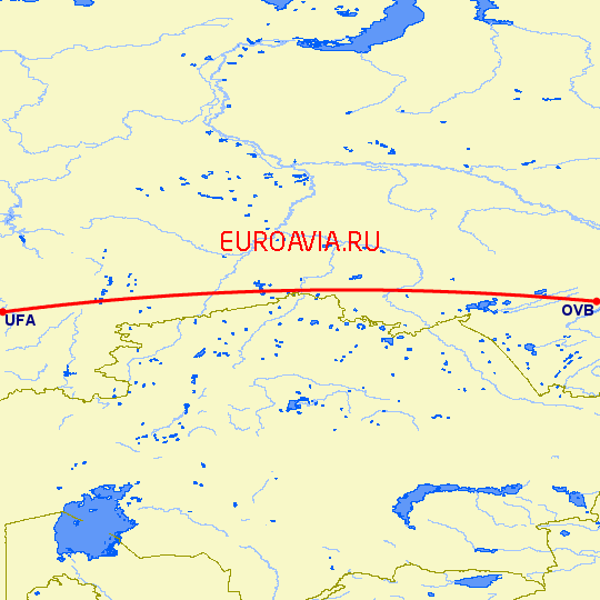 перелет Новосибирск — Уфа на карте